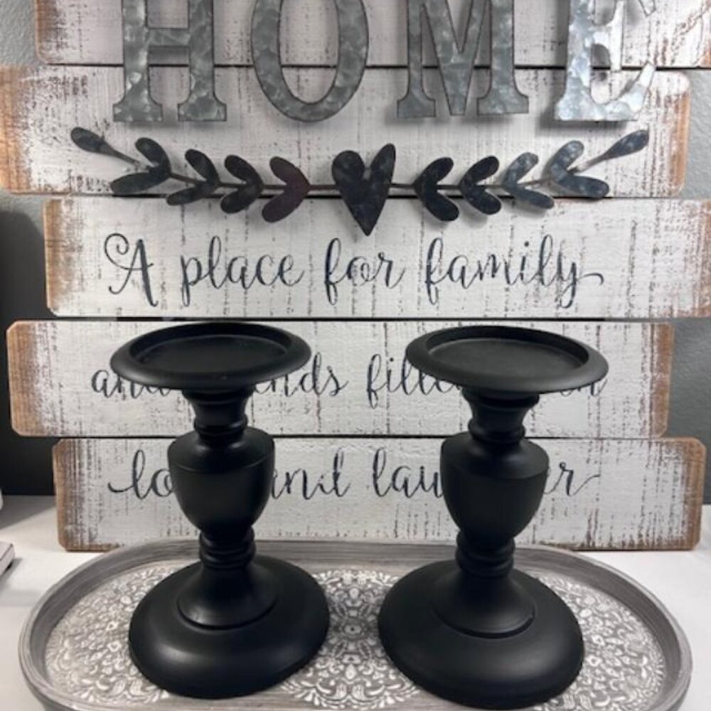 Threshold Aluminum - Metal Candle Holders Black Matte 2pcs Set